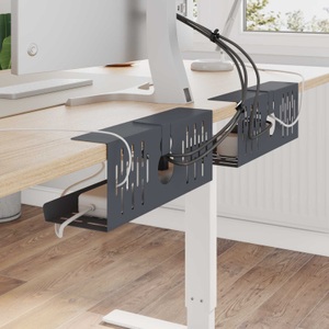 vidaXL, vidaXL Unter dem Schreibtisch Kabelmanagement Tray 2 Stk. Anthrazit