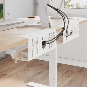 vidaXL, vidaXL Unter dem Schreibtisch Kabelmanagement Tray 2 Stk. Weiß