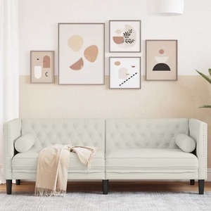 vidaXL, vidaXL Chesterfield-Sofa mit Nackenrollen 3-Sitzer Creme Samt
