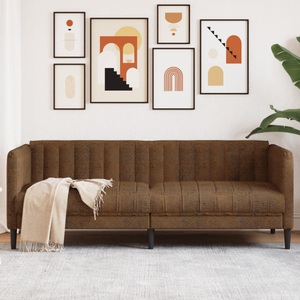 vidaXL, vidaXL Sofa 3-Sitzer Braun Stoff, vidaXL 3-Sitzer Sofa Braun Kunstleder Wildleder-Optik