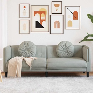 vidaXL, vidaXL Sofa mit Kissen 3-Sitzer Hellgrau Samt
