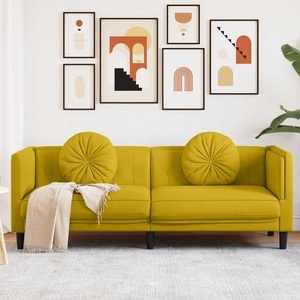 vidaXL, vidaXL Sofa mit Kissen 3-Sitzer Gelb Samt