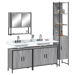 vidaXL, vidaXL 4-tlg. Badmöbel-Set Grau Sonoma Holzwerkstoff