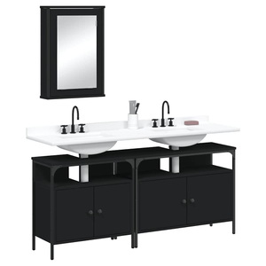 vidaXL, vidaXL 3-tlg. Badmöbel-Set Schwarz Holzwerkstoff