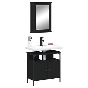 vidaXL, vidaXL 2-tlg. Badmöbel-Set Schwarz Holzwerkstoff