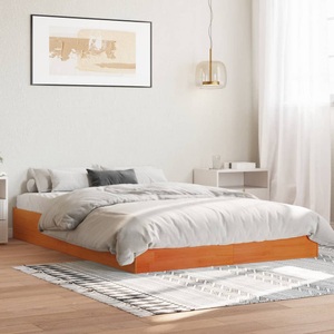 vidaXL Massivholzbett Wachsbraun 135x190 cm Kiefer