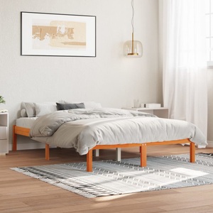 vidaXL, vidaXL Massivholzbett Wachsbraun 135x190 cm Kiefer