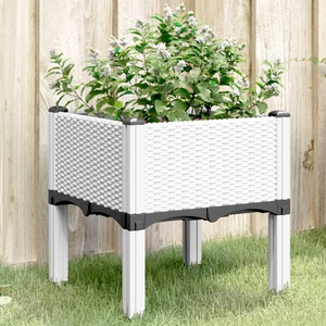 vidaXL, vidaXL Pflanzkasten mit Beinen Weiß 40x40x42 cm PP, vidaXL Pflanzkasten mit Beinen Weiß 40x40x42 cm PP