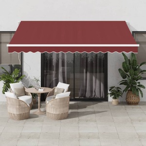 vidaXL, vidaXL Markise Automatisch mit LED Weinrot 400x350 cm, vidaXL Markise Automatisch mit LED Weinrot 400x350 cm
