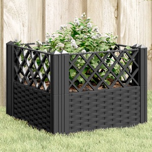 vidaXL, vidaXL Pflanzkasten mit Erdspießen Schwarz 43,5x43,5x43,5 cm PP, vidaXL Pflanzkasten mit Erdspießen Schwarz 43,5x43,5x43,5 cm PP
