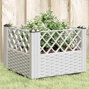 vidaXL, vidaXL Pflanzkasten mit Erdspießen Weiß 43,5x43,5x43,5 cm PP, vidaXL Pflanzkasten mit Erdspießen Weiß 43,5x43,5x43,5 cm PP