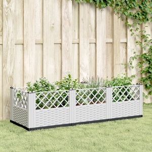 vidaXL, vidaXL Pflanzkasten mit Erdspießen Weiß 123,5x43,5x43,5 cm PP, vidaXL Pflanzkasten mit Erdspießen Weiß 123,5x43,5x43,5 cm PP