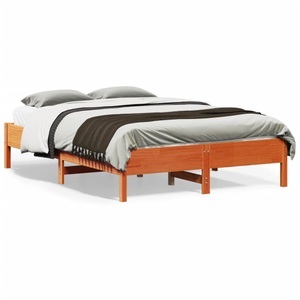 vidaXL, vidaXL Massivholzbett Wachsbraun 135x190 cm Kiefer