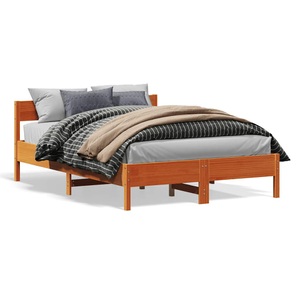 vidaXL Massivholzbett mit Kopfteil Wachsbraun 150x200 cm Kiefer