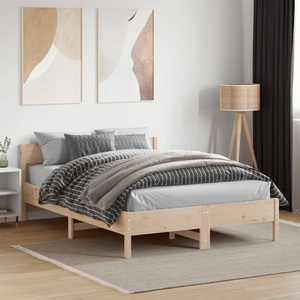 vidaXL, vidaXL Massivholzbett mit Kopfteil 135x190 cm Kiefer