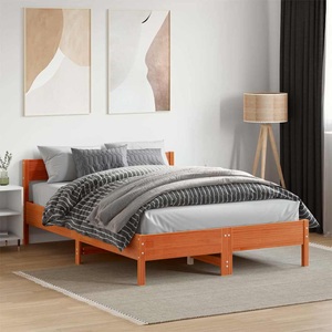 vidaXL Massivholzbett mit Kopfteil Wachsbraun 120x190 cm Kiefer