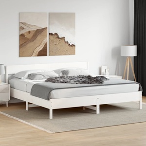 vidaXL, vidaXL Massivholzbett mit Kopfteil Weiß 200x200 cm Kiefer