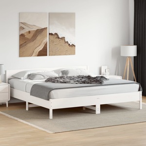 vidaXL, vidaXL Massivholzbett mit Kopfteil Weiß 180x200 cm Kiefer