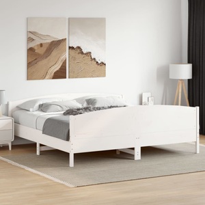 vidaXL, vidaXL Massivholzbett mit Kopfteil Weiß 200x200 cm Kiefer