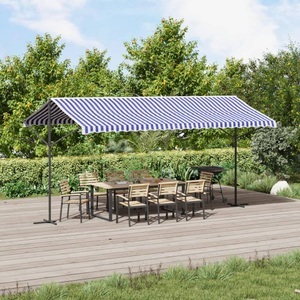 vidaXL, vidaXL Freistehende Markise Blau und Weiß 500x300 cm Stoff und Stahl, vidaXL Freistehende Markise Blau und Weiß 500x300 cm Stoff und Stahl