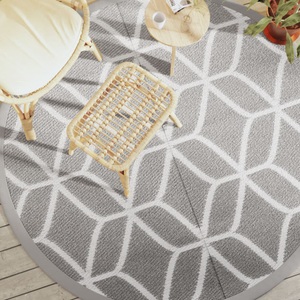 vidaXL, vidaXL Outdoor-Teppich Grau Ø200 cm PP