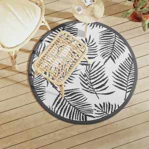 vidaXL, vidaXL Outdoor-Teppich Weiß und Schwarz Ø120 cm PP