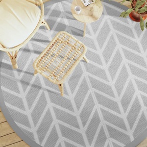 vidaXL, vidaXL Outdoor-Teppich Grau Ø200 cm PP