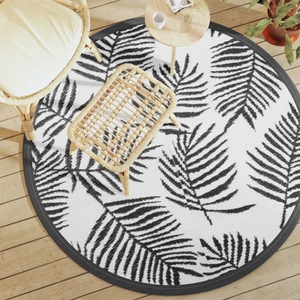 vidaXL, vidaXL Outdoor-Teppich Weiß und Schwarz Ø160 cm PP