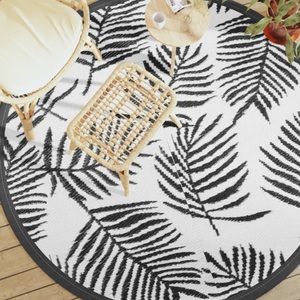 vidaXL, vidaXL Outdoor-Teppich Weiß und Schwarz Ø200 cm PP
