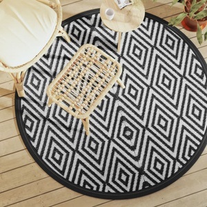 vidaXL, vidaXL Outdoor-Teppich Weiß und Schwarz Ø160 cm PP