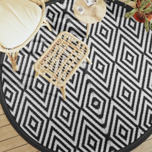 vidaXL, vidaXL Outdoor-Teppich Weiß und Schwarz Ø200 cm PP