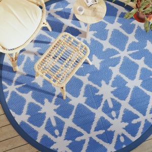 vidaXL, vidaXL Outdoor-Teppich Blau und Weiß Ø200 cm PP