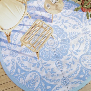 vidaXL, vidaXL Outdoor-Teppich Babyblau Ø200 cm PP