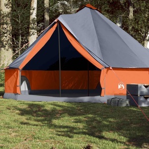 vidaXL, vidaXL Tipi-Familienzelt 8 Personen Grau und Orange Wasserdicht, vidaXL Tipi-Familienzelt 8 Personen Grau und Orange Wasserdicht