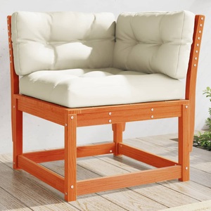 vidaXL, vidaXL Garten-Ecksofa mit Kissen Wachsbraun Massivholz Kiefer