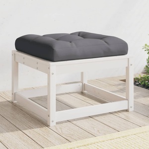 vidaXL, vidaXL Gartenhocker mit Kissen Weiß 63,5x63,5x38 cm Massivholz Kiefer