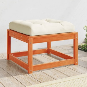 vidaXL, vidaXL Gartenhocker mit Kissen Wachsbraun 63,5x63,5x38 cm Kiefernholz