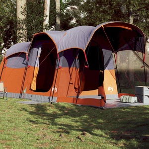 vidaXL, vidaXL Tunnel-Familienzelt 8 Personen Grau und Orange Wasserdicht, vidaXL Tunnel-Familienzelt 8 Personen Grau und Orange Wasserdicht