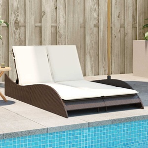 vidaXL, vidaXL Sonnenliege mit Auflagen Braun 114x205x73 cm Poly Rattan, vidaXL Sonnenliege mit Auflagen Braun 114x205x73 cm Poly Rattan