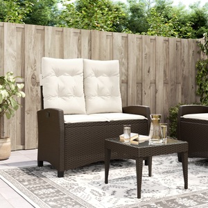 vidaXL, vidaXL Gartenbank Verstellbar mit Kissen Braun Poly Rattan, vidaXL Gartenbank Verstellbar mit Kissen Braun Poly Rattan