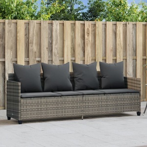 vidaXL, vidaXL Sonnenliege mit Kissen Grau Poly Rattan, vidaXL Sonnenliege mit Kissen Grau Poly Rattan