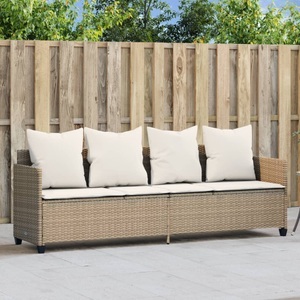 vidaXL, vidaXL Sonnenliege mit Kissen Beige Poly Rattan, vidaXL Sonnenliege mit Kissen Beige Poly Rattan