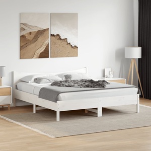 vidaXL, vidaXL Massivholzbett mit Kopfteil Weiß 180x200 cm Kiefer