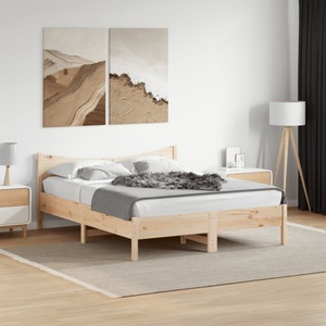 vidaXL, vidaXL Massivholzbett mit Kopfteil 150x200 cm Kiefer
