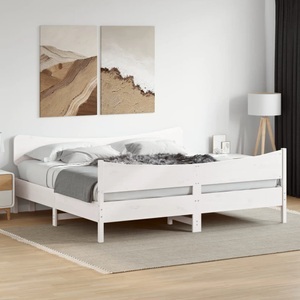 vidaXL, vidaXL Massivholzbett mit Kopfteil Weiß 200x200 cm Kiefer
