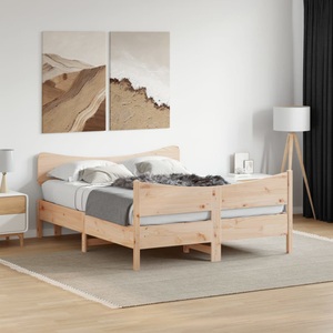 vidaXL, vidaXL Massivholzbett mit Kopfteil 135x190 cm Kiefer