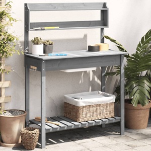vidaXL, vidaXL Pflanztisch mit Waschbecken 147,5x44x139,5 cm Massivholz Tanne