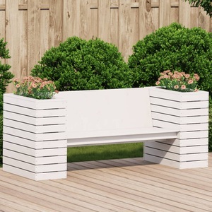 vidaXL, vidaXL Gartenbank mit Pflanzkübeln Weiß 167,5x60x65 cm Kiefernholz
