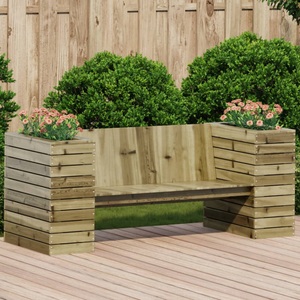 vidaXL Gartenbank mit Pflanzkübeln 167,5x60x65 cm Kiefernholz