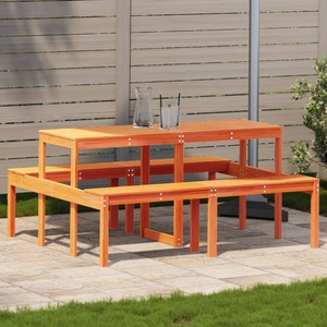 vidaXL, vidaXL Picknicktisch Wachsbraun 160x134x75 cm Massivholz Kiefer